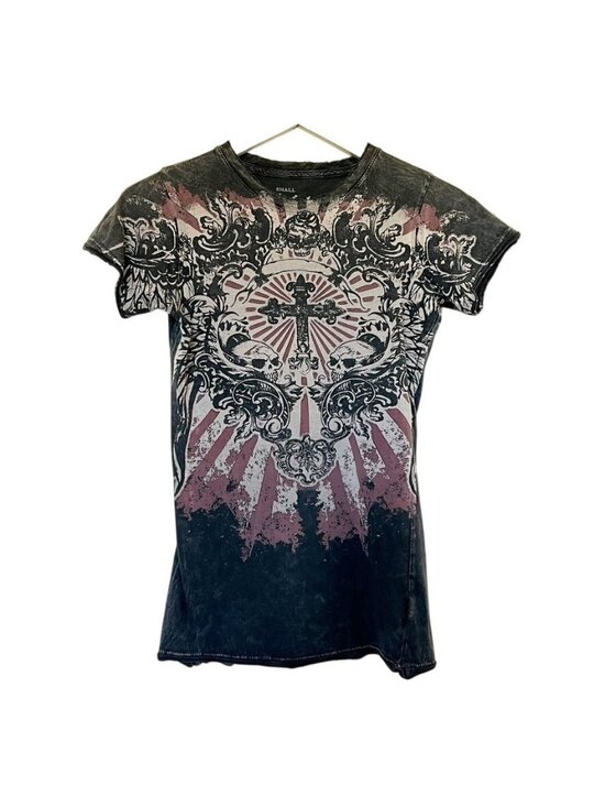 Sinful by Affliction Tops - VTG Sinful By Affliction Women S Distressed Burnout Tee Skull Gothic Grunge USA